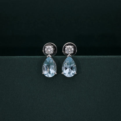 Aqua Drop Diamond Earrings