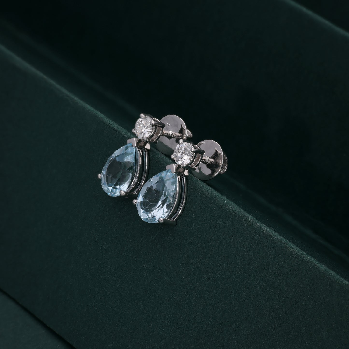 Aqua Drop Diamond Earrings