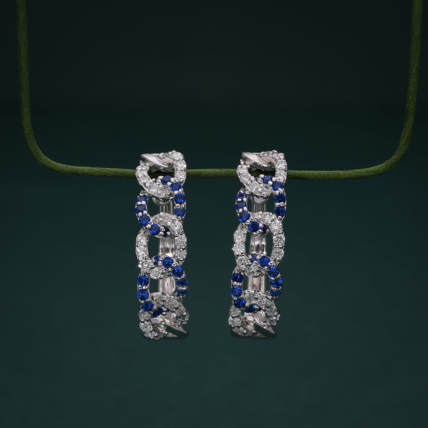 Sapphire Chain-Link Hoop Earrings