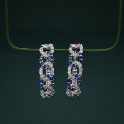 Sapphire Chain-Link Hoop Earrings