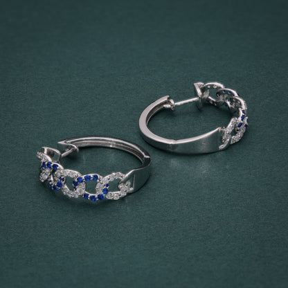 Sapphire Chain-Link Hoop Earrings