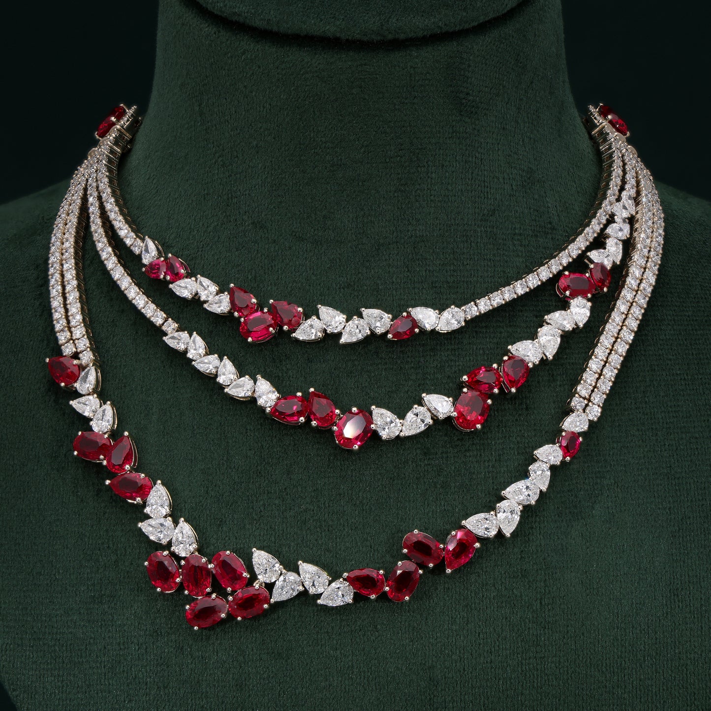 Crimson Cascade Diamond Necklace