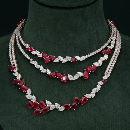 Crimson Cascade Diamond Necklace