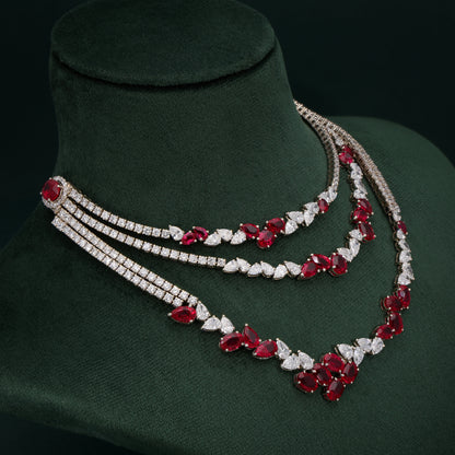 Crimson Cascade Diamond Necklace