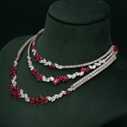 Crimson Cascade Diamond Necklace