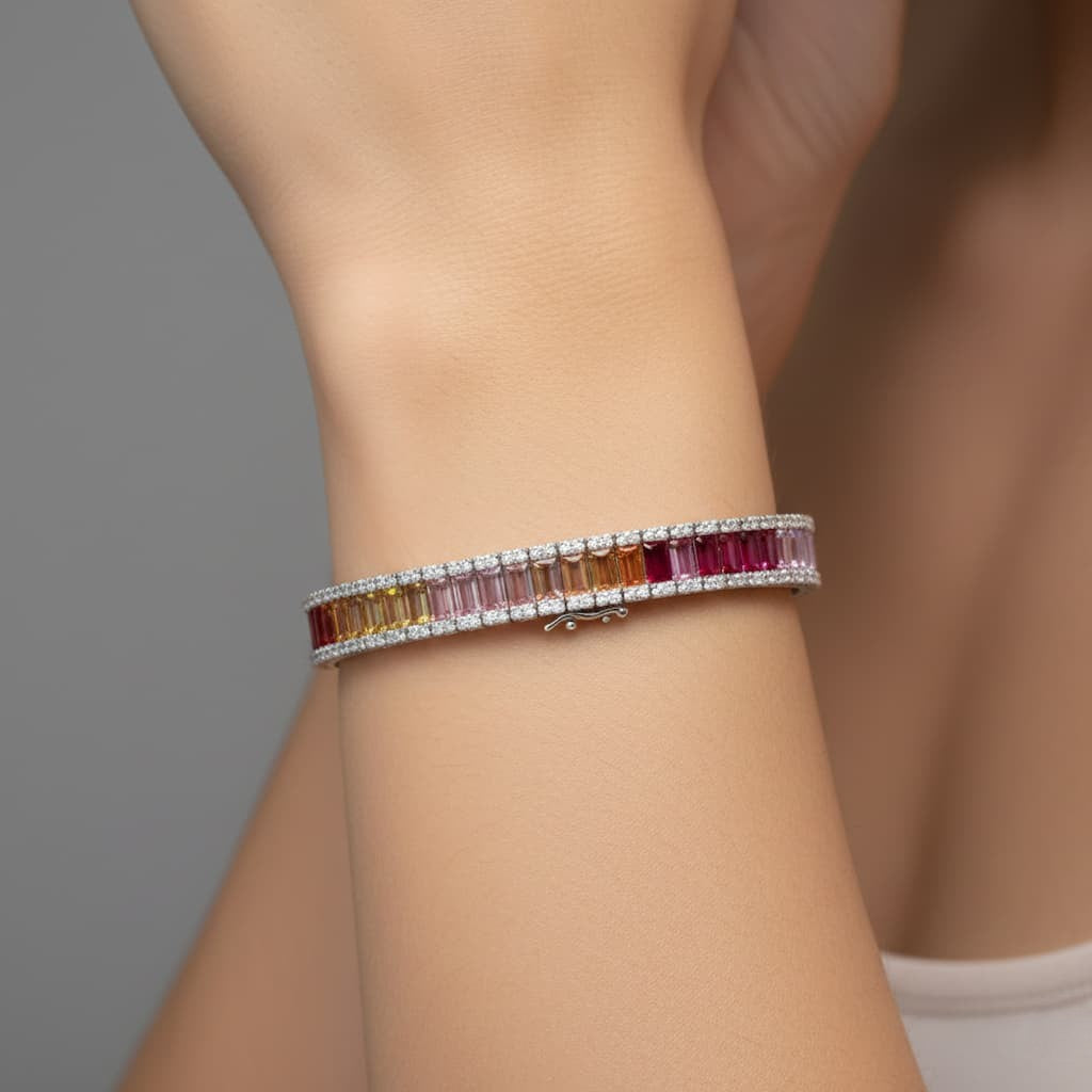 Zita Diamonds Rainbow Silver Bracelet