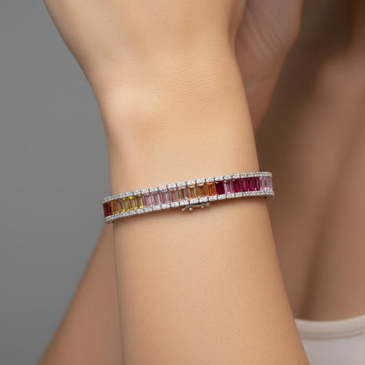 Zita Diamonds Rainbow Silver Bracelet