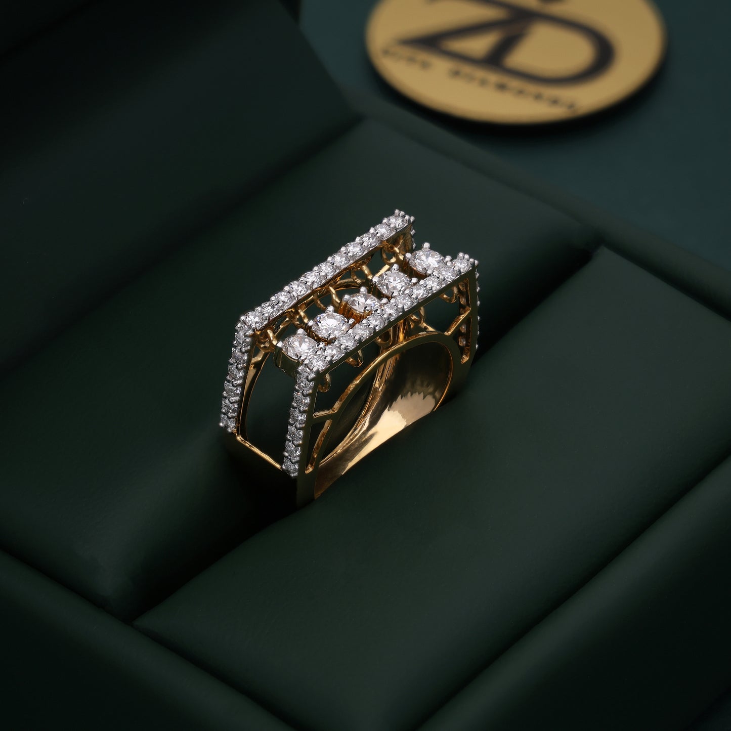 Geometric Grandeur Diamond Ring