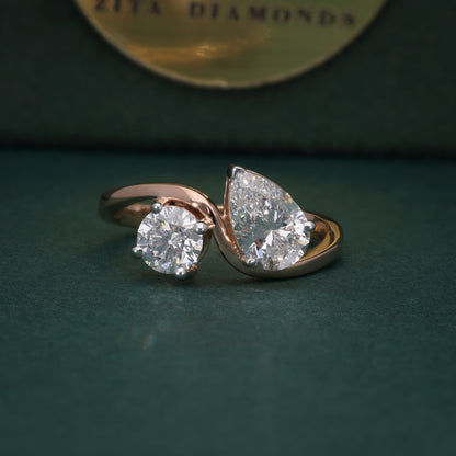 Dual Flame Diamond Ring