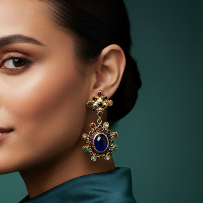 Multi colour Earrings in Silver