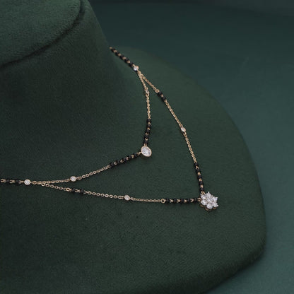 Layered 18K Gold Mangalsutra with Lab-Grown Diamonds & Black Bead Chain