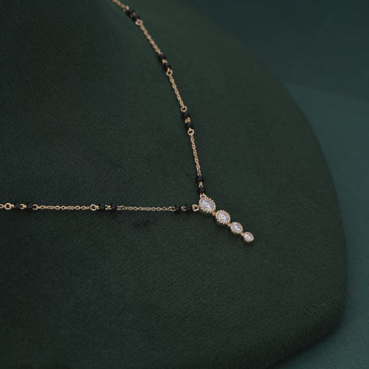 Vertical Drop Lab-Grown Diamond Mangalsutra in 18K Gold with Black Bead Chain