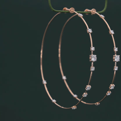 Radiant Rose Gold Diamond Hoop Earrings