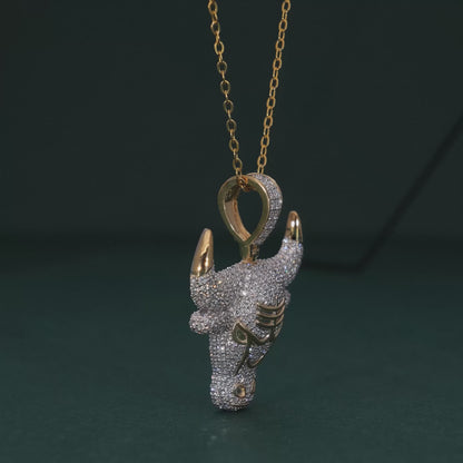 Majestic Bull Diamond Pendant in 18KT Yellow Gold