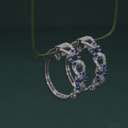 Sapphire Chain-Link Hoop Earrings