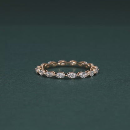 18KT Gold Eternity Band with Marquise-Cut Diamonds