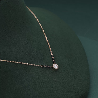 Classic 18K Gold Mangalsutra with a Single Lab-Grown Diamond & Black Beads