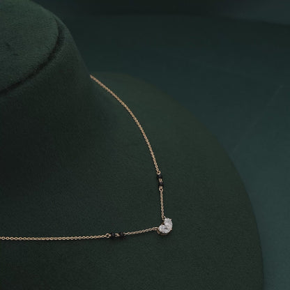 Minimalist 18K Gold Diamond Mangalsutra with Lab-Grown Diamonds & Black Beads