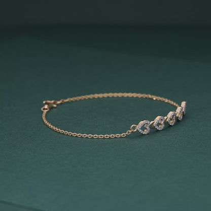 18KT Yellow Gold Heart Diamond Bracelet