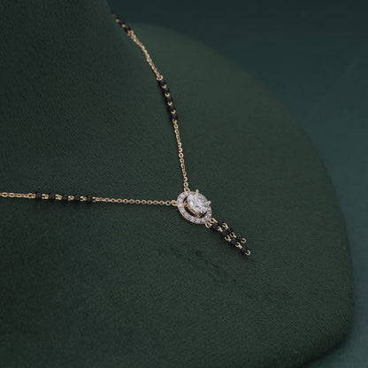 Contemporary 18K Gold Mangalsutra with Round Lab-Grown Diamond & Tassel Design