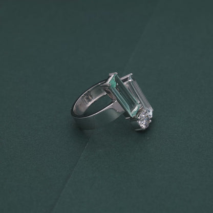 Dual Aqua Emerald Ring