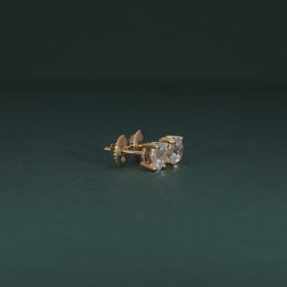 Diamond Gleam Gold Studs - 4 Prongs - 14KT Gold