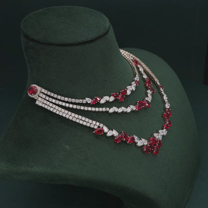 Crimson Cascade Diamond Necklace