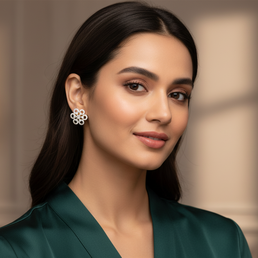 Luxe Petal Diamond Studs