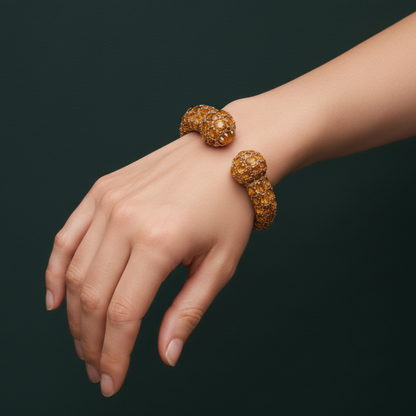 Gold Bangle Featuring Oval Cabochon Citrines